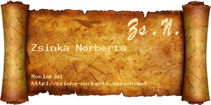 Zsinka Norberta névjegykártya